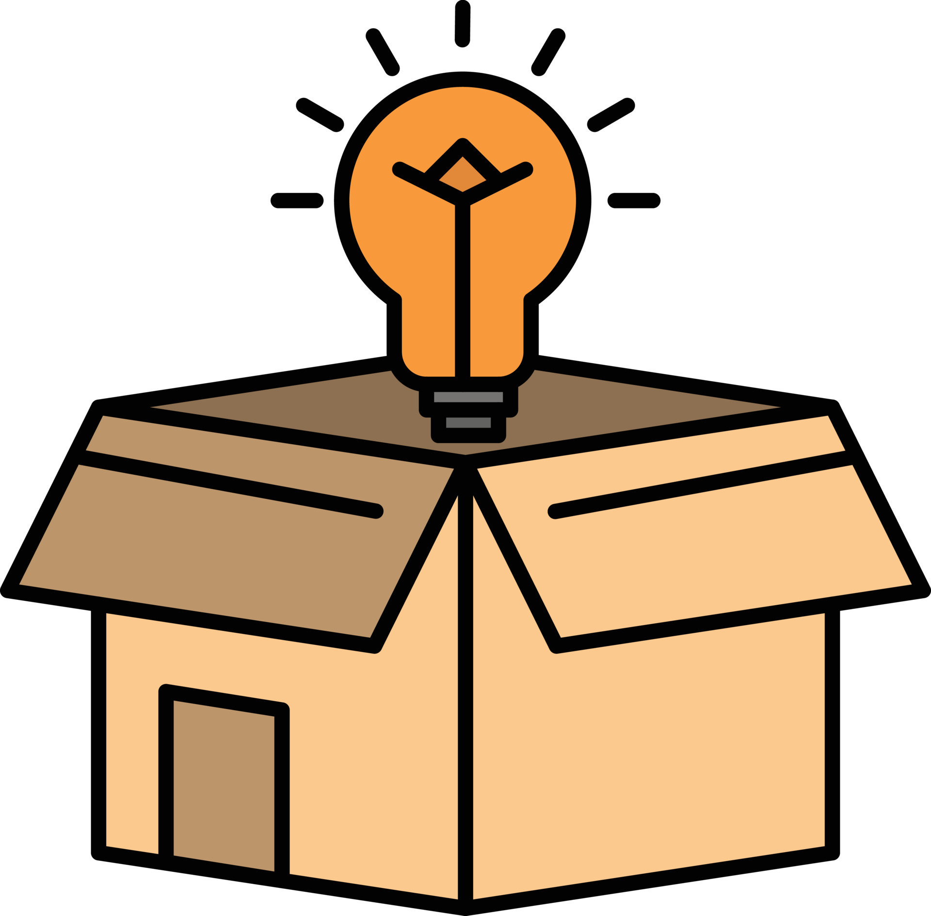 box-business-idea-solution-bulb-flat-color-icon-icon-banner-template-free-vector